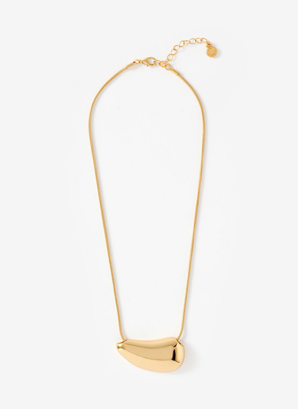 Gold Tone Pebble Pendant Necklace