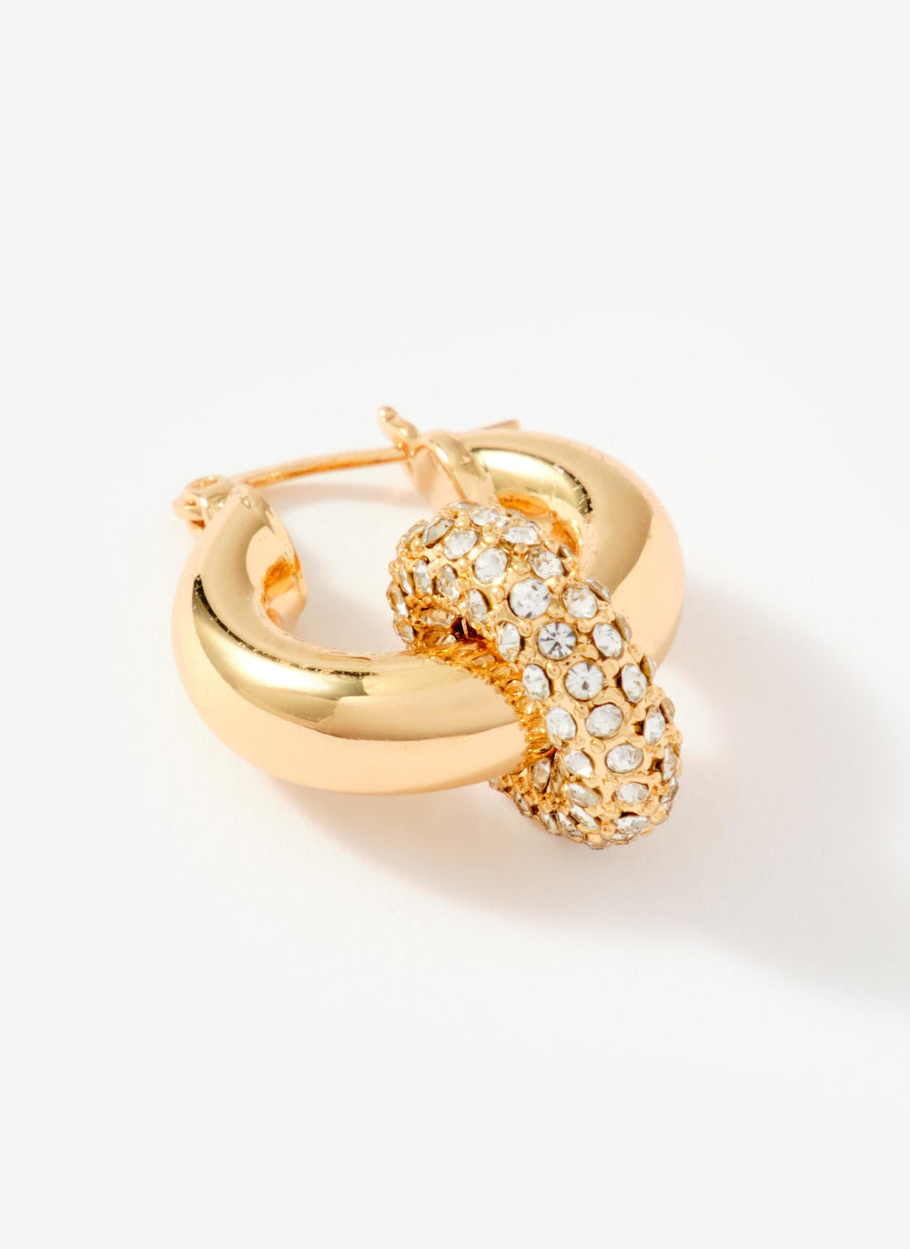 Gold Tone Pave Hoop Earrings