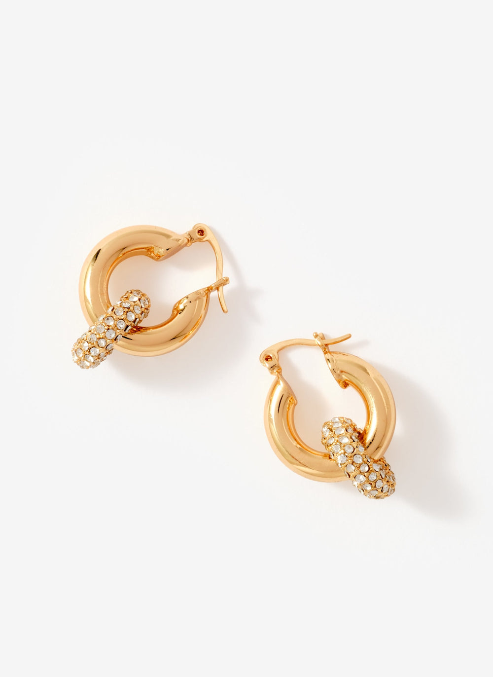 Gold Tone Pave Hoop Earrings