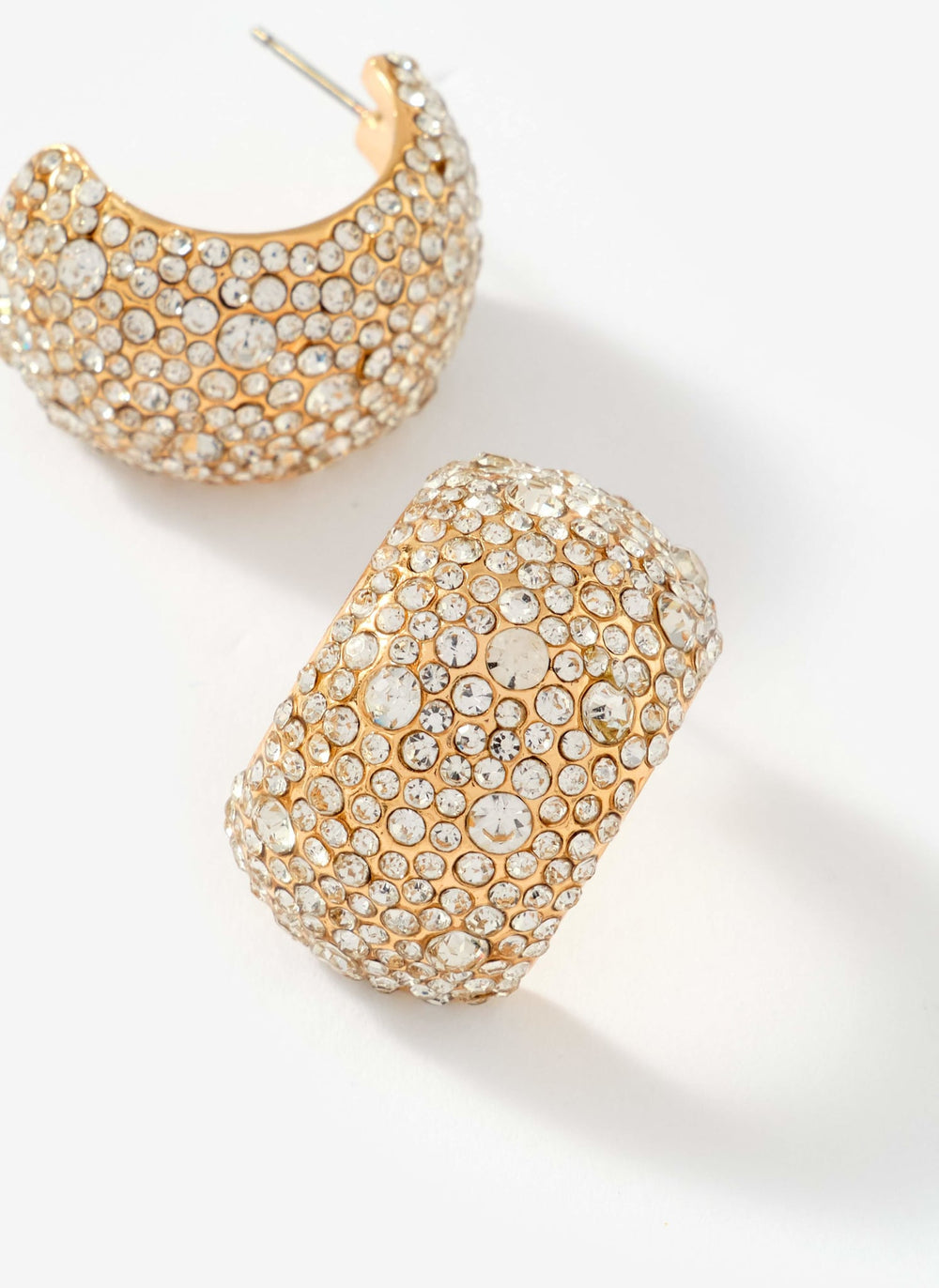 Gold Tone Pave Curve Earrings