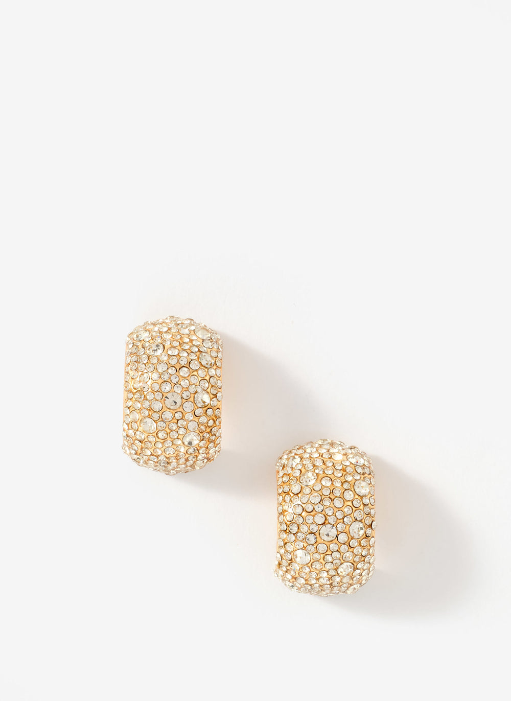 Gold Tone Pave Curve Earrings