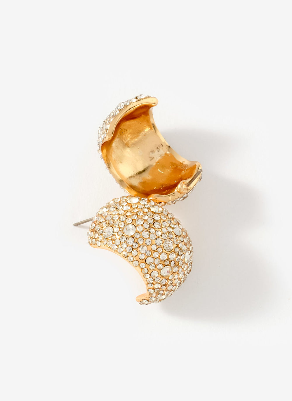 Gold Tone Pave Curve Earrings