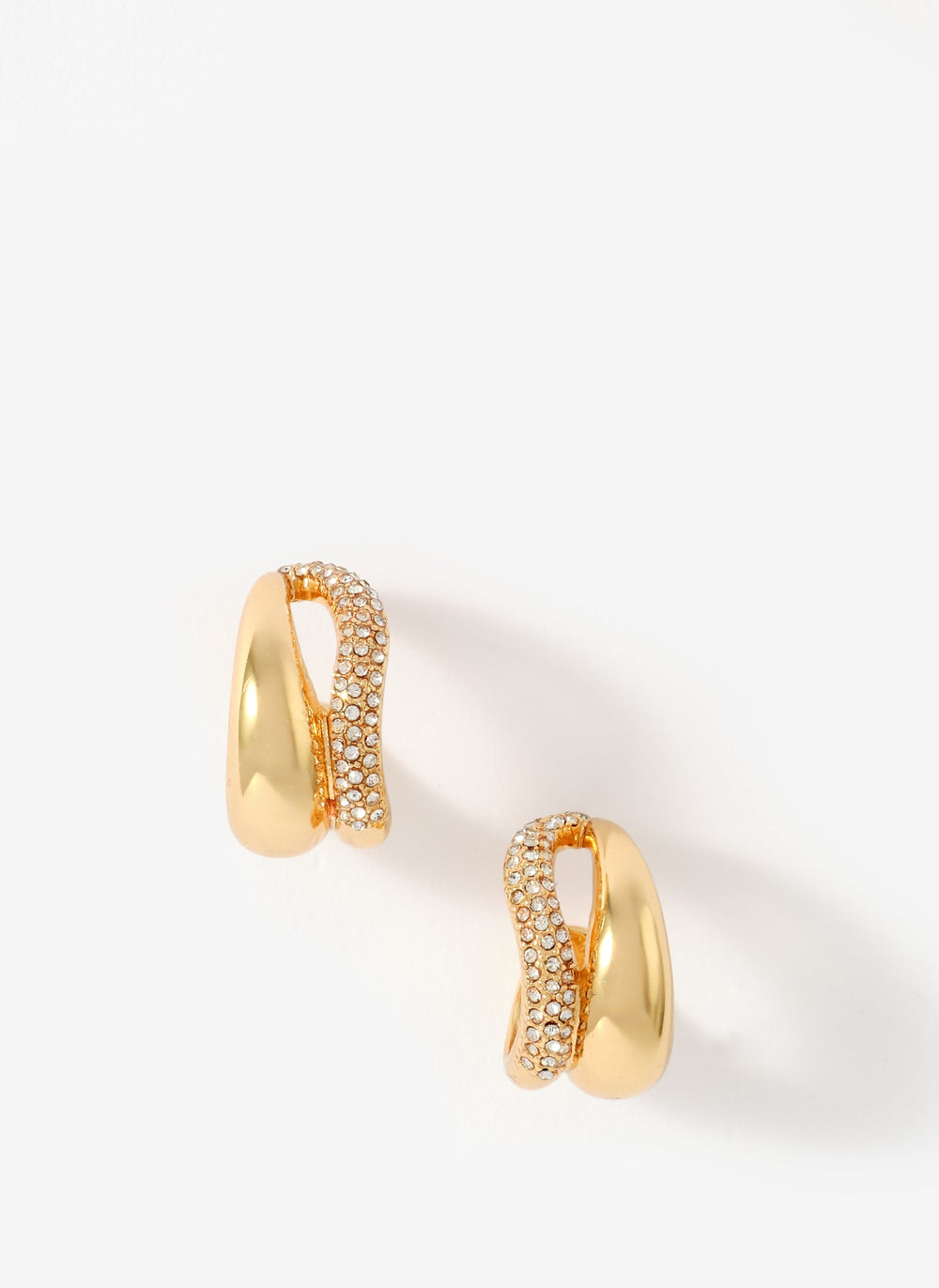 Gold Tone Pave Wave Hoop Earrings