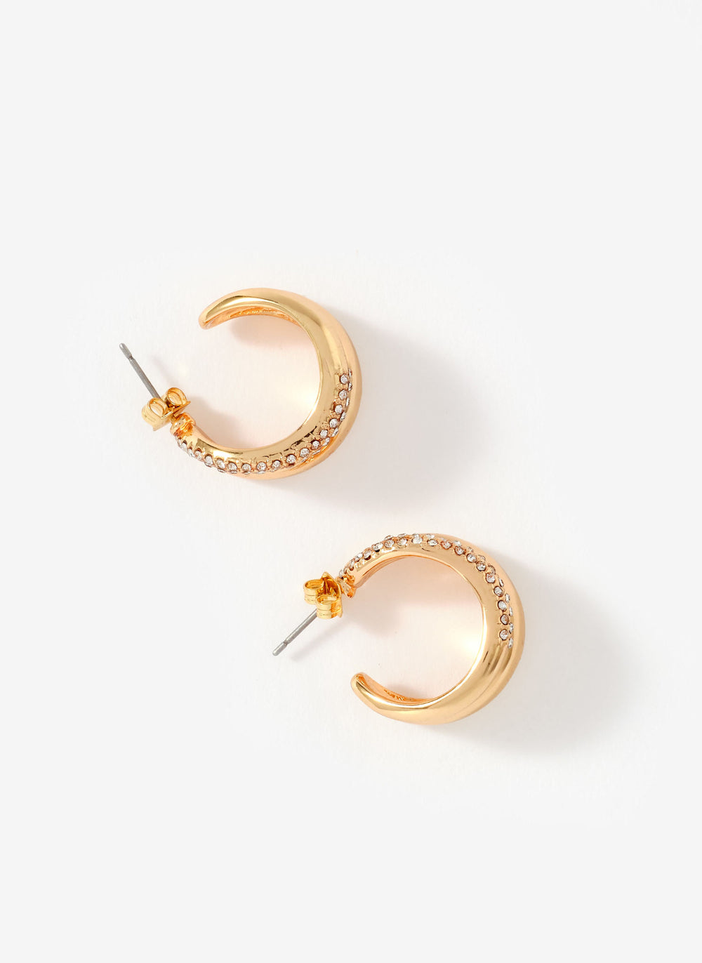 Gold Tone Pave Wave Hoop Earrings