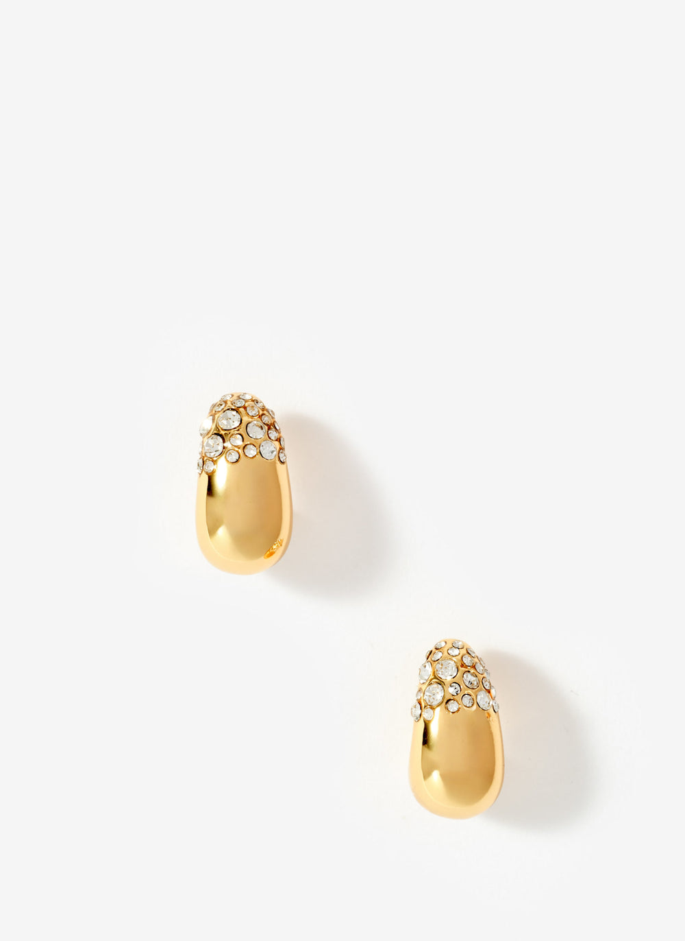 Gold Tone Pave Curved Earrings