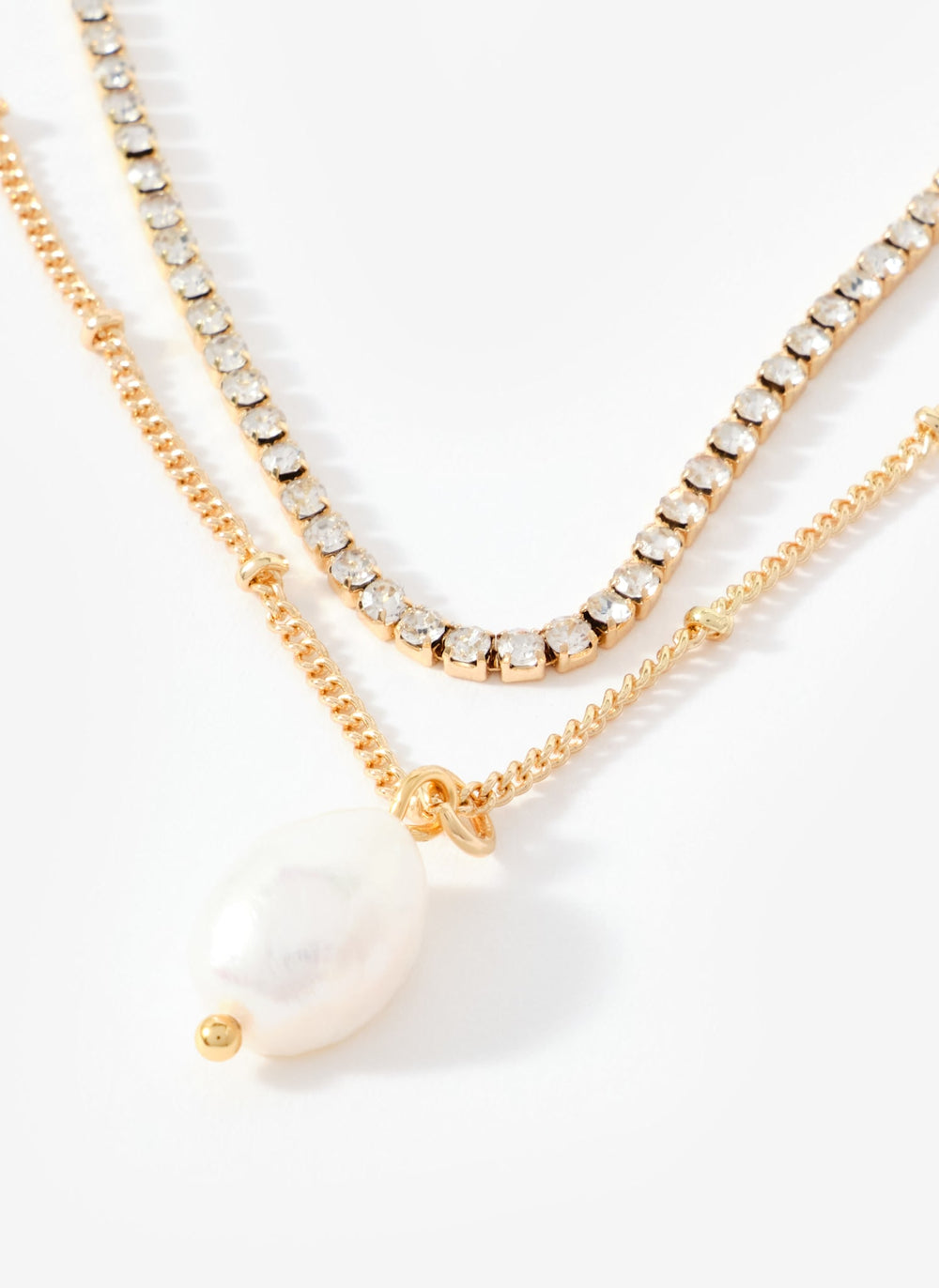 Gold Tone Double Layer Necklace