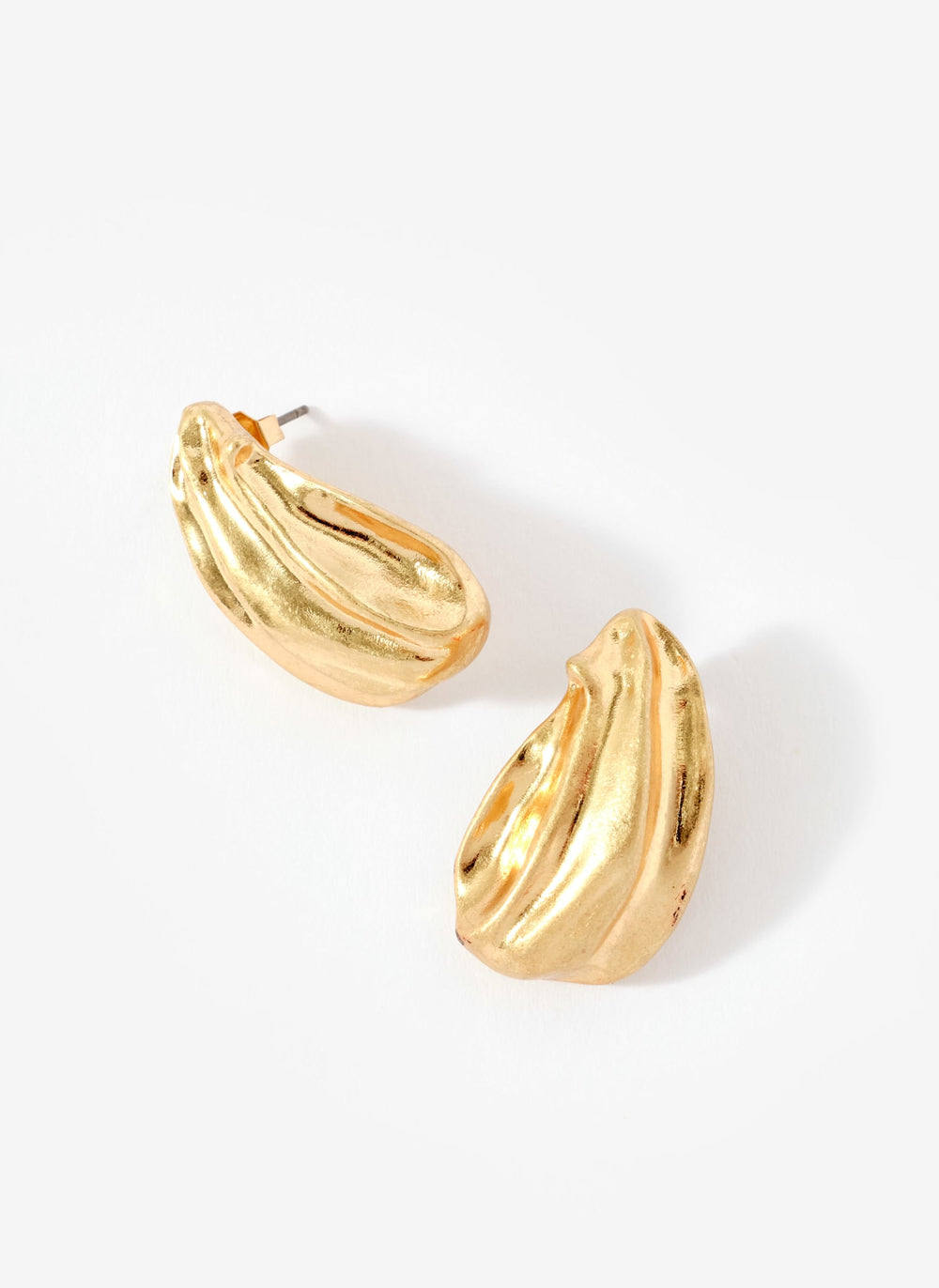 Gold Tone Textured Stud Earrings