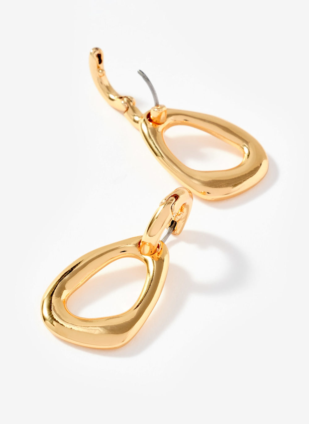 Gold Tone Sculpted Drop Earrings