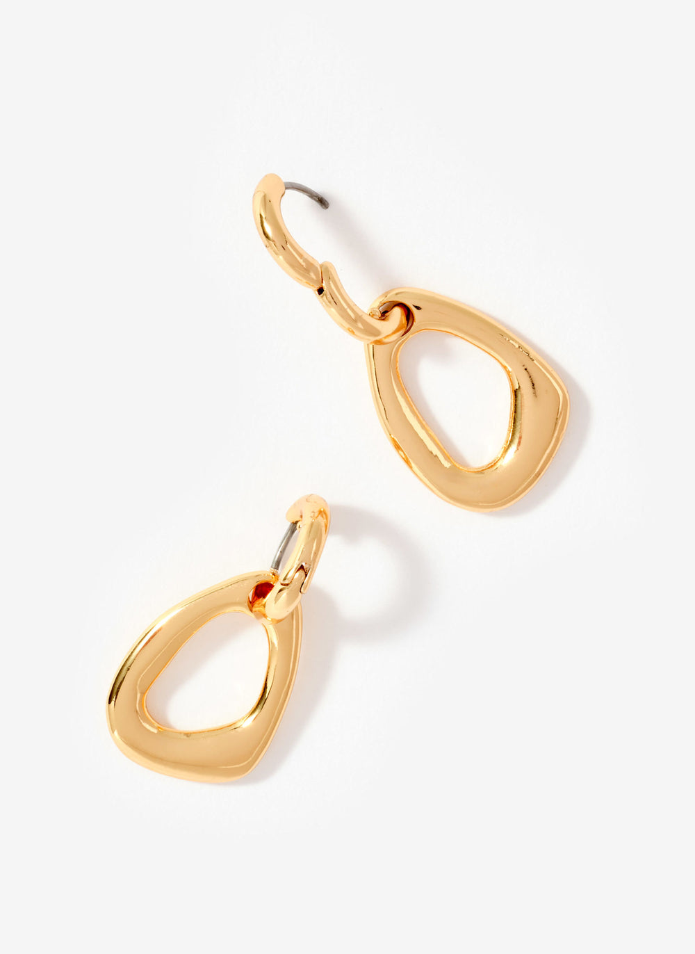 Gold Tone Sculpted Drop Earrings