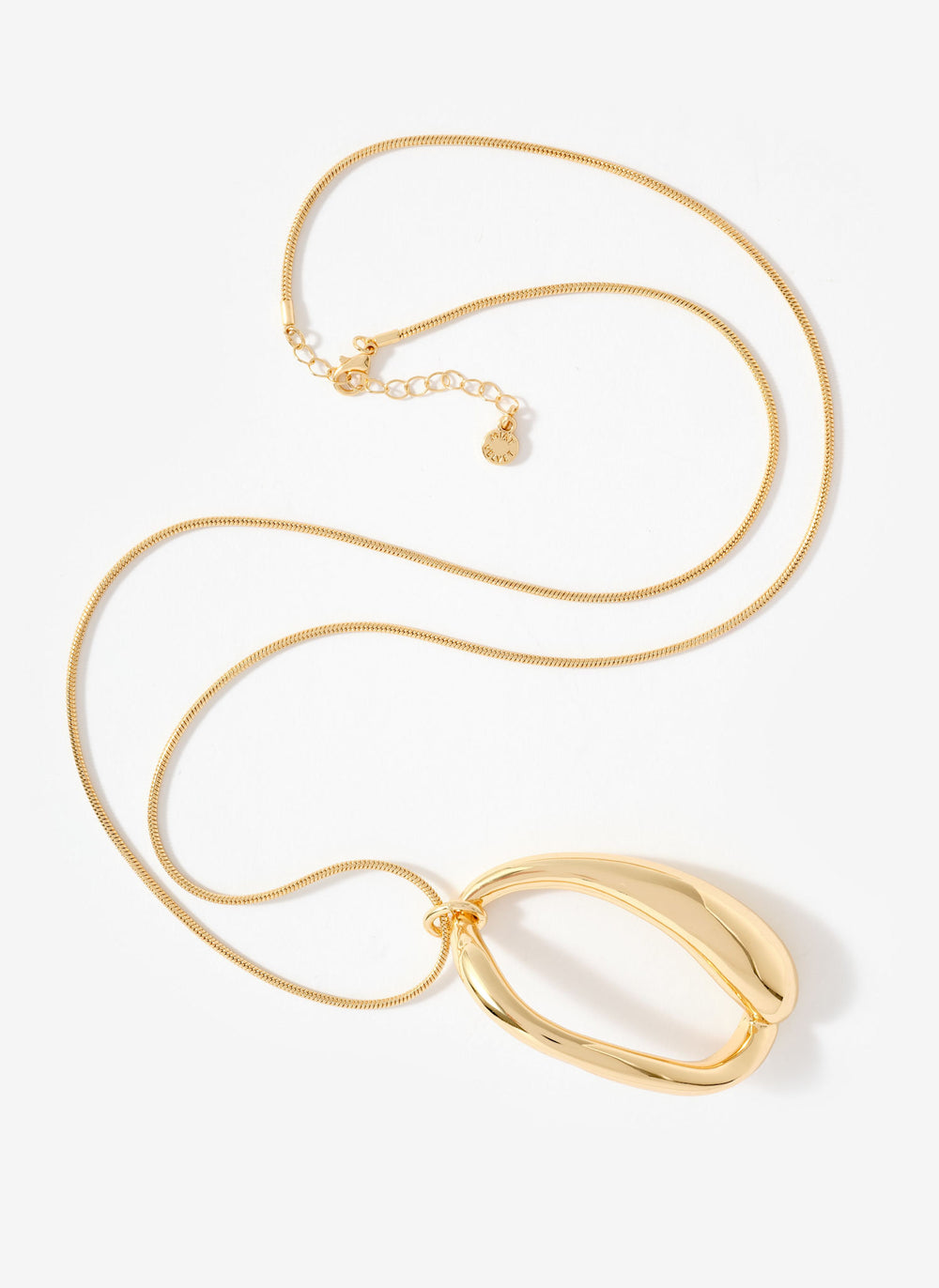 Gold Tone Sculpted Long Pendant