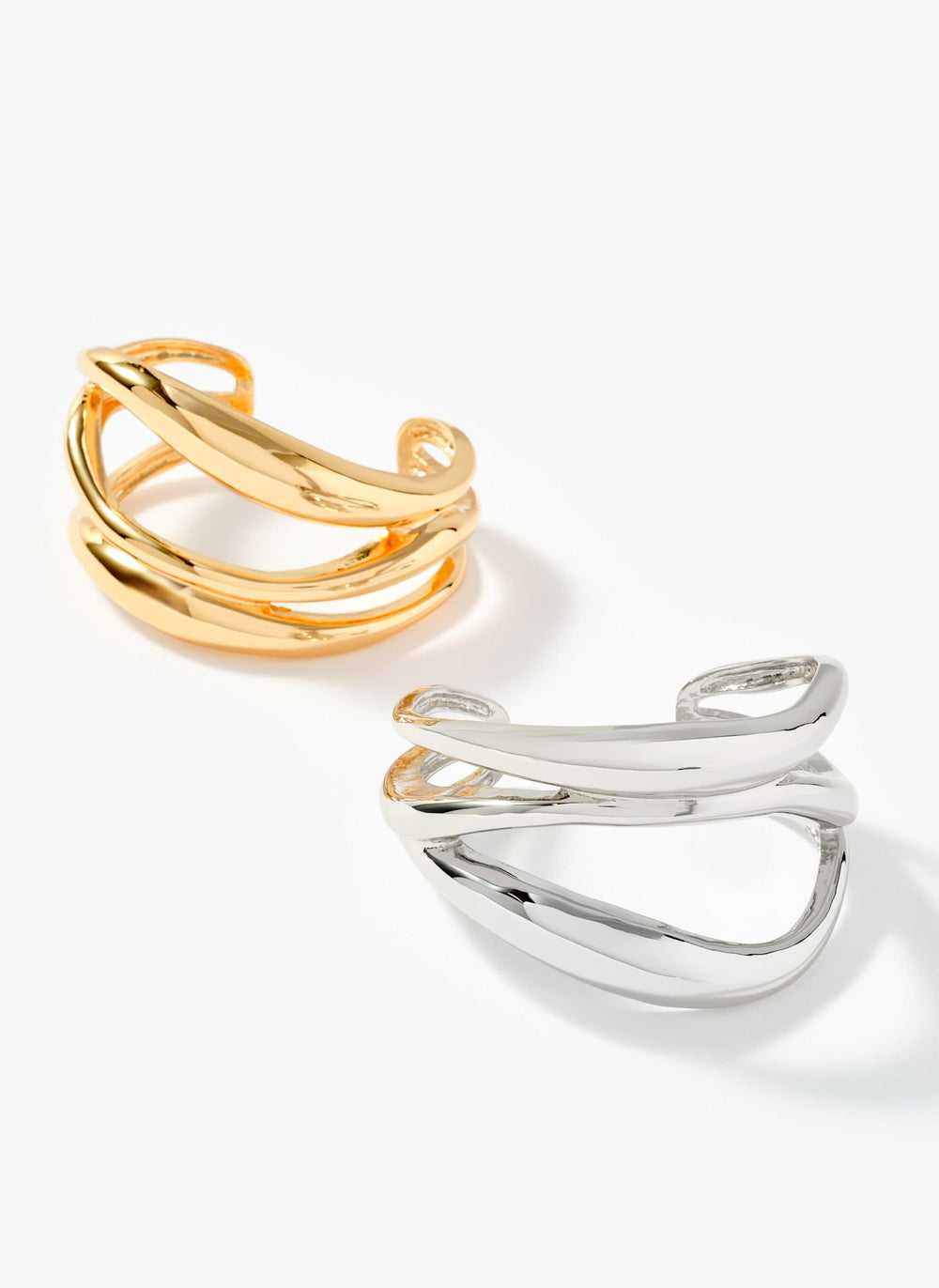 Gold Tone Sculpted Open Wave Bangle
