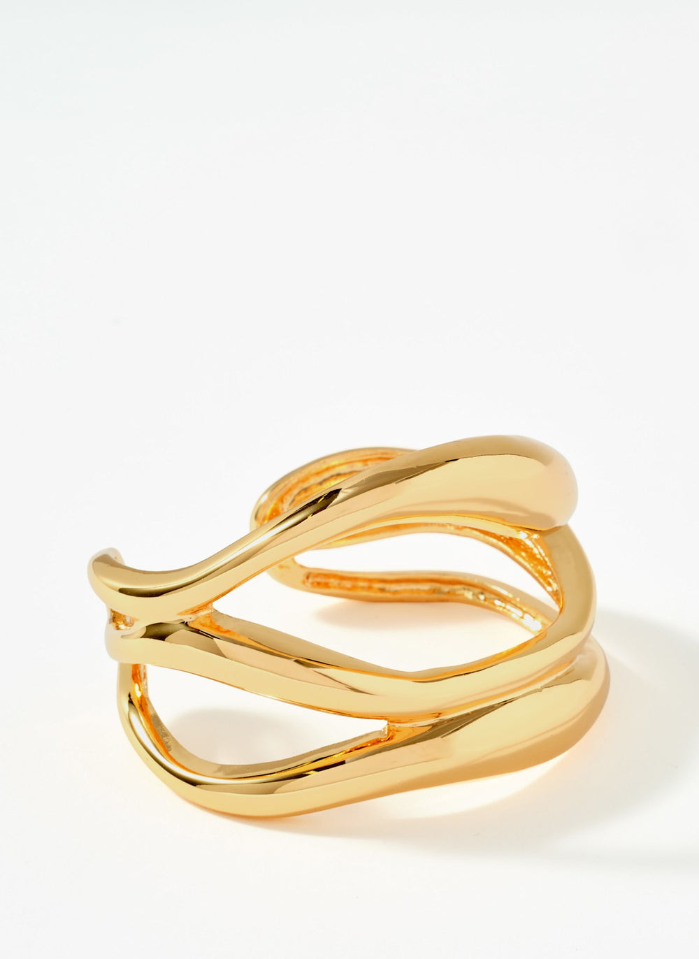 Gold Tone Sculpted Open Wave Bangle