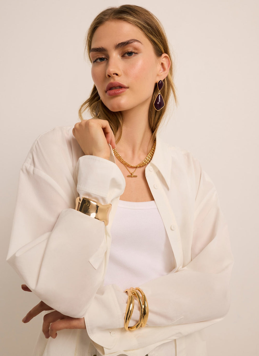Gold Tone Sculpted Open Wave Bangle