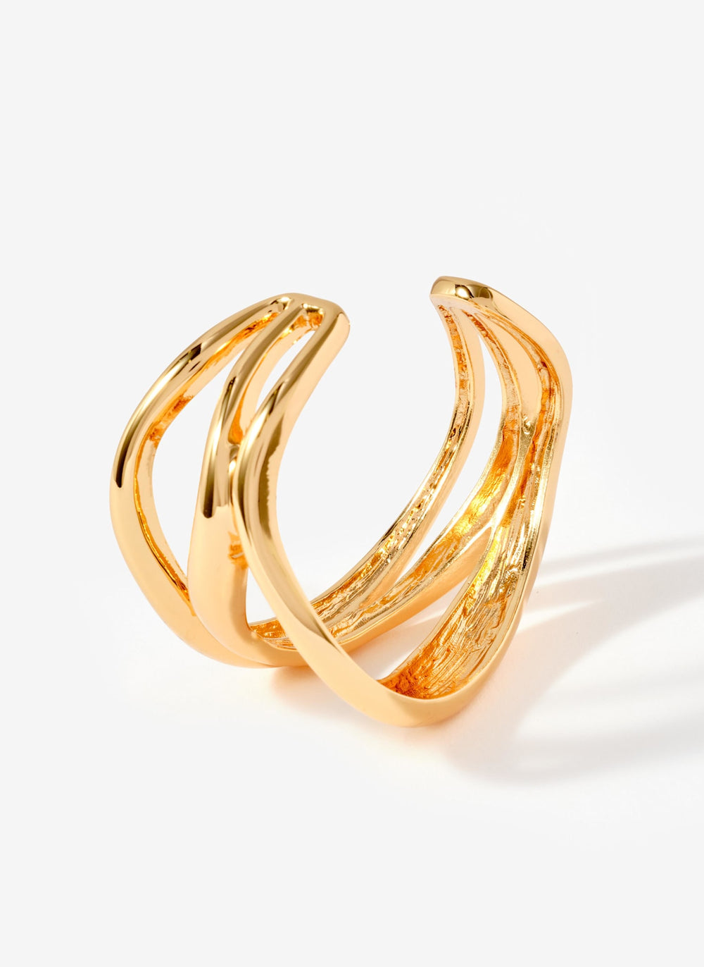 Gold Tone Sculpted Open Wave Bangle