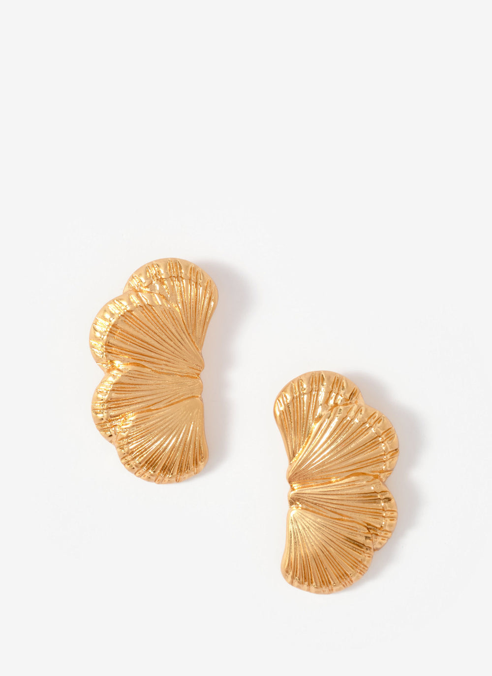 Gold Tone Shell Statement Earrings