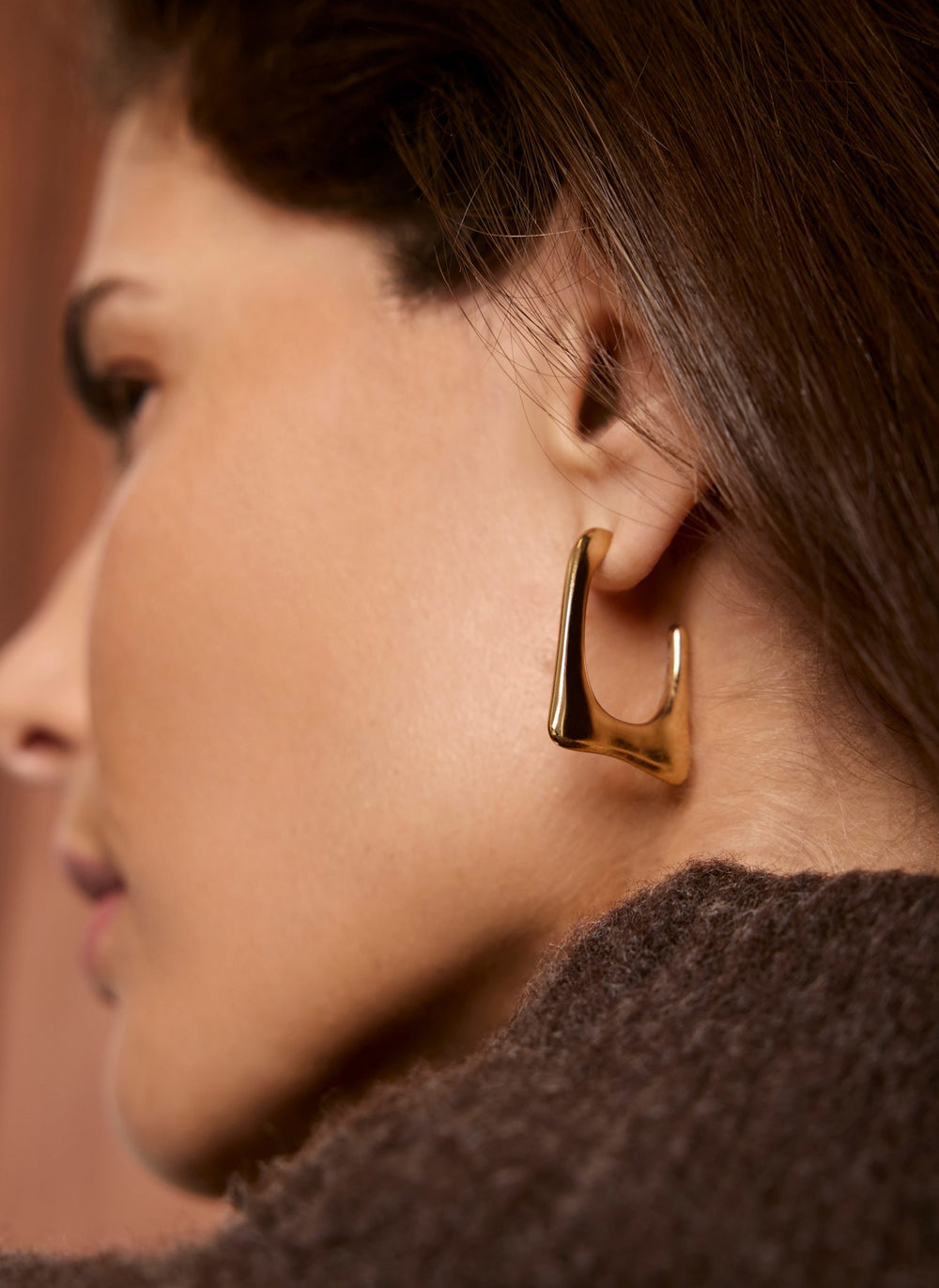 Gold Tone Square Hoop Earrings