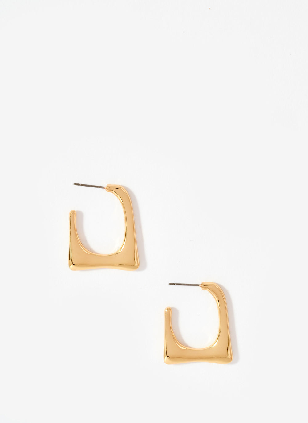 Gold Tone Square Hoop Earrings