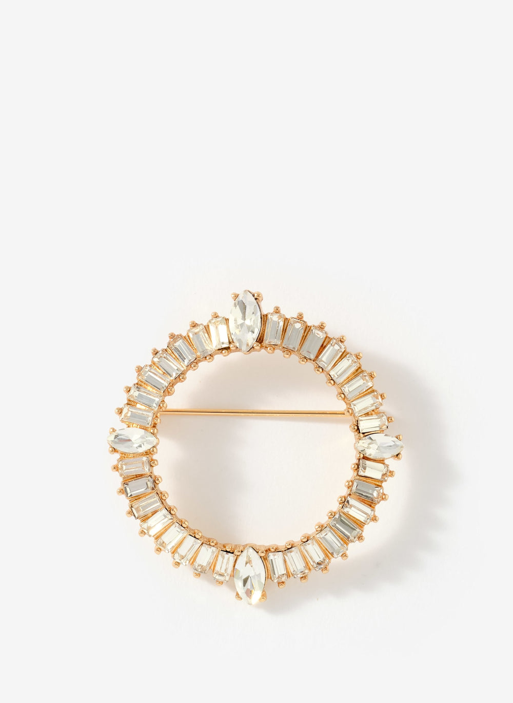 Gold Tone Crystal Statement Brooch