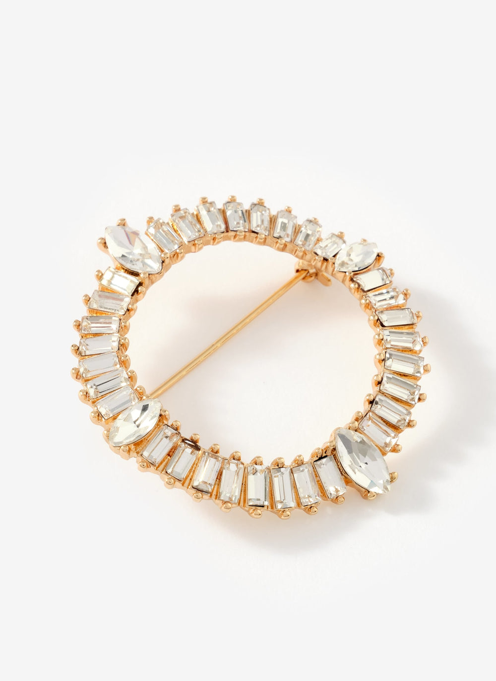Gold Tone Crystal Statement Brooch
