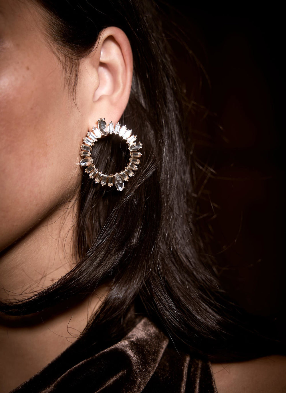 Gold Tone Statement Crystal Earrings