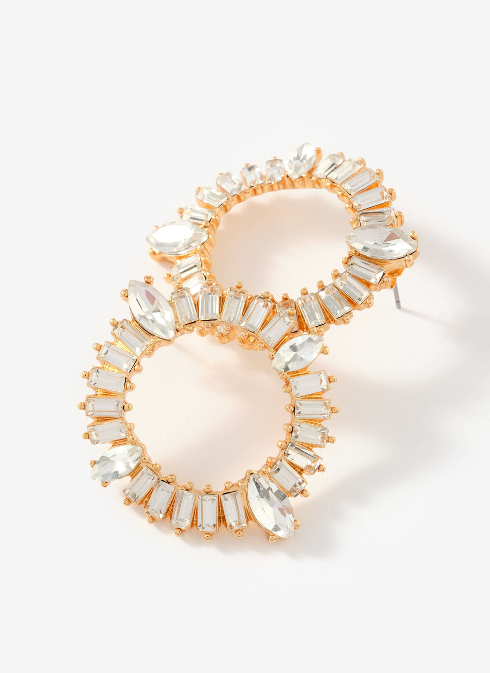 Gold Tone Statement Crystal Earrings