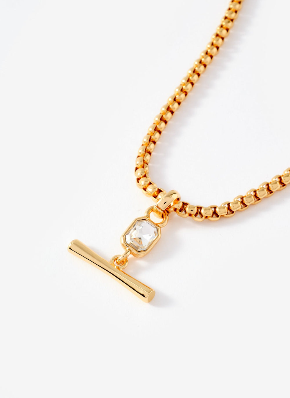 Gold Tone T Bar Crystal Bracelet