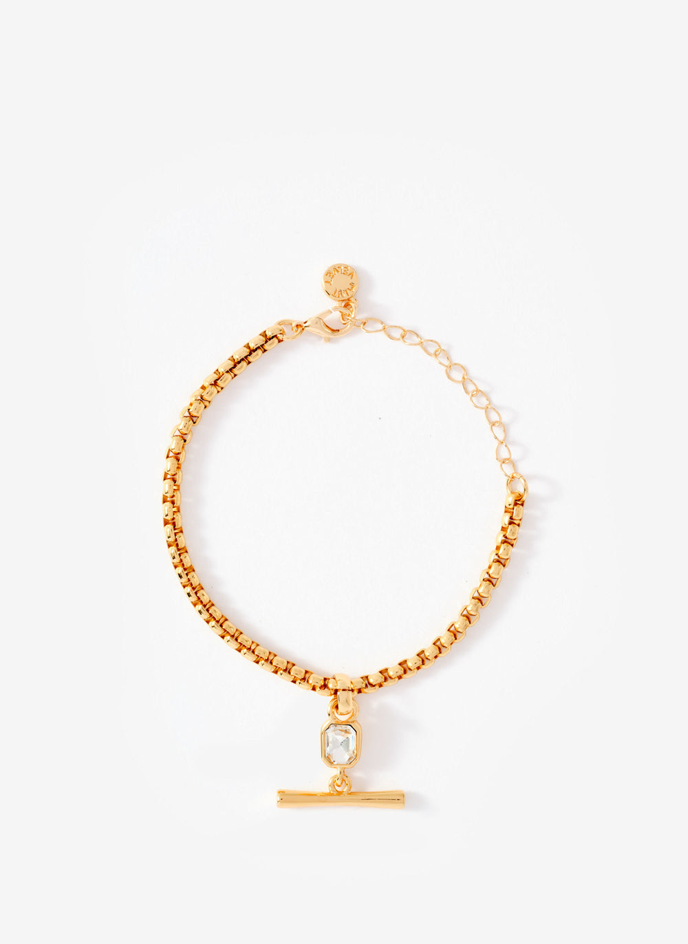 Gold Tone T Bar Crystal Bracelet