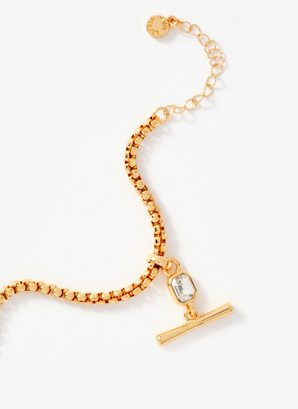 Gold Tone T Bar Crystal Bracelet