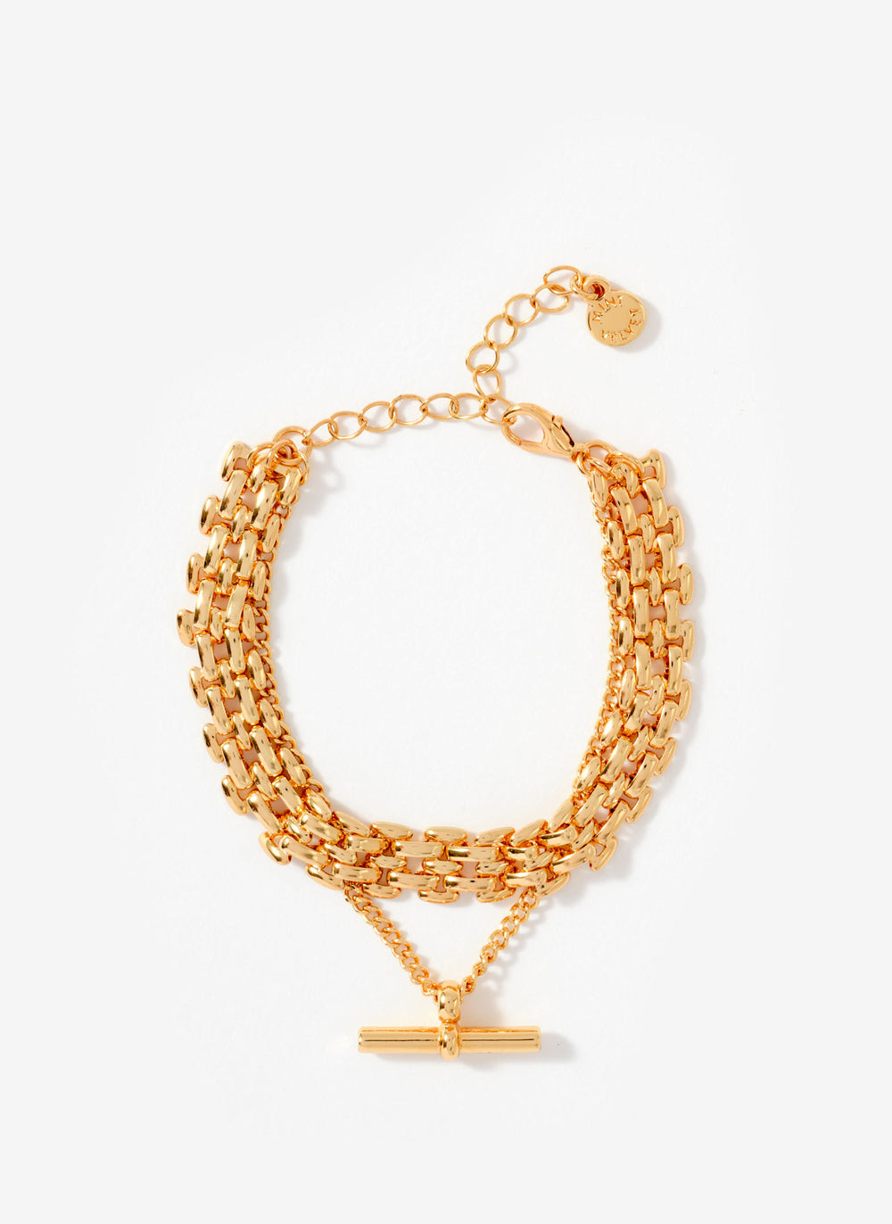 Gold Tone Layered T Bar Bracelet