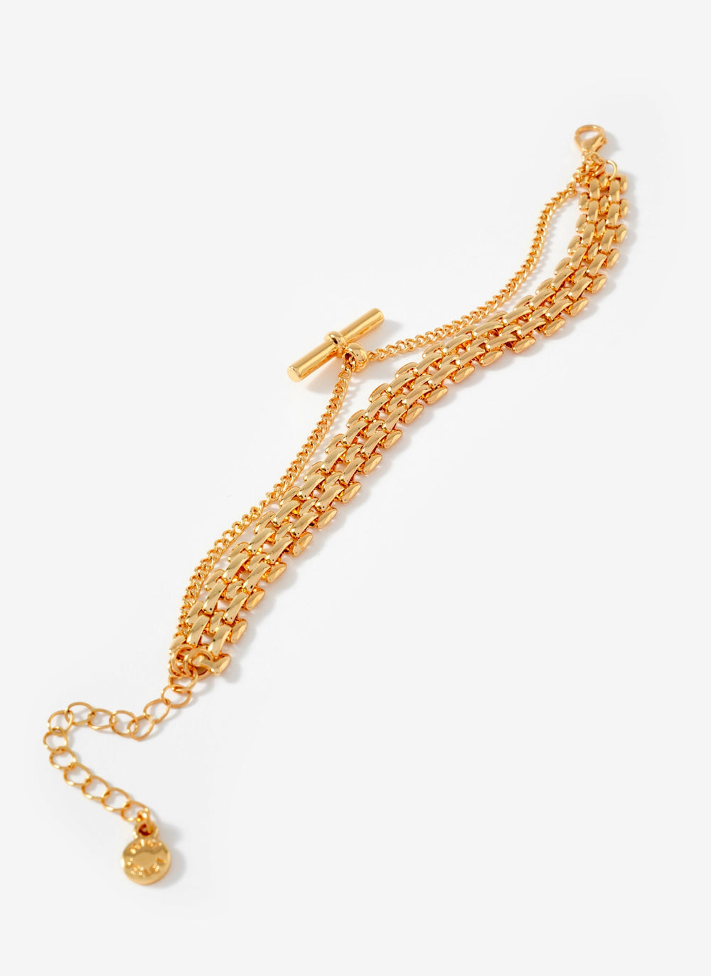 Gold Tone Layered T Bar Bracelet