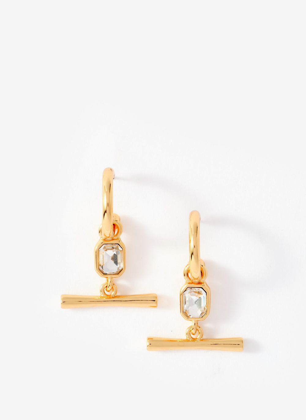 Gold Tone T Bar Hoop Earrings