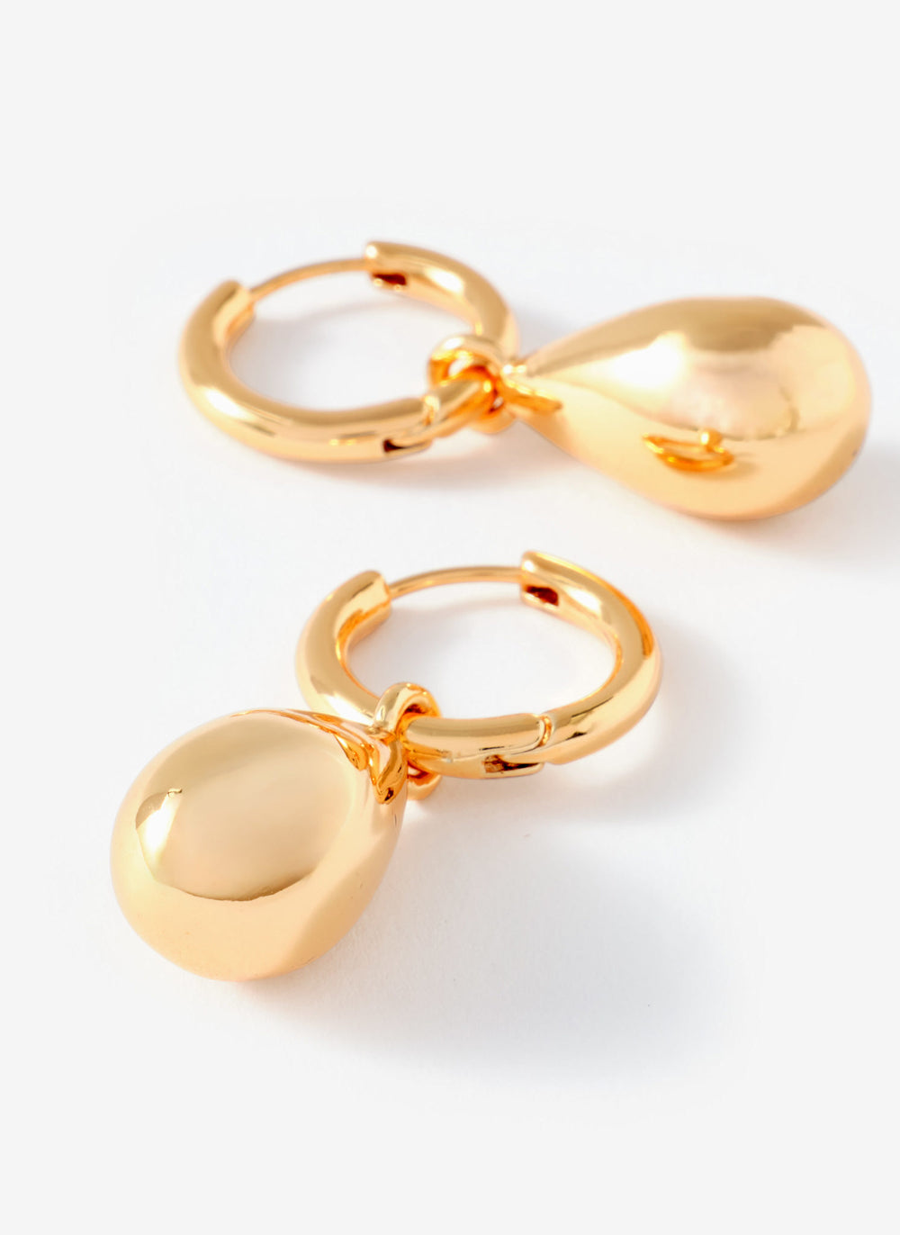 Gold Tone Teardrop Hoop Earrings
