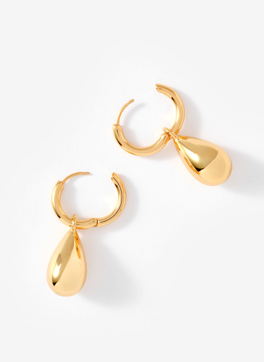 Gold Tone Teardrop Hoop Earrings
