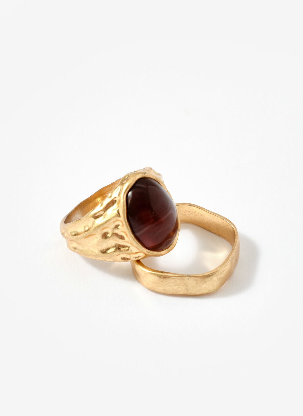 Gold Tone Two Pack Hammered Rings