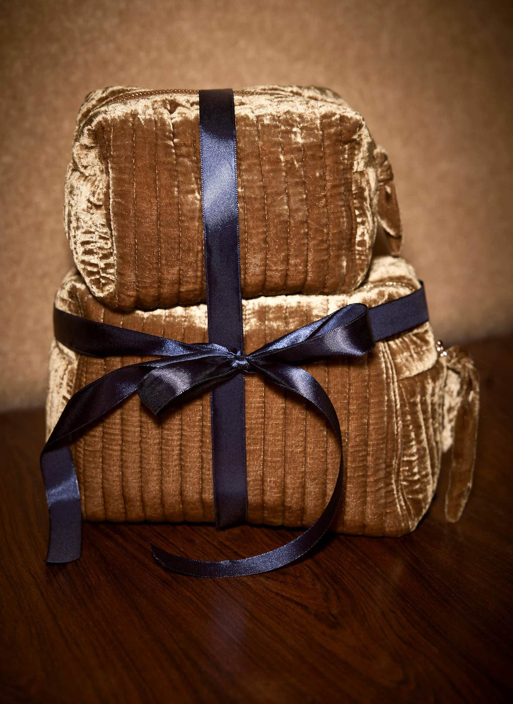 Gold Velvet Large Wash Bag
