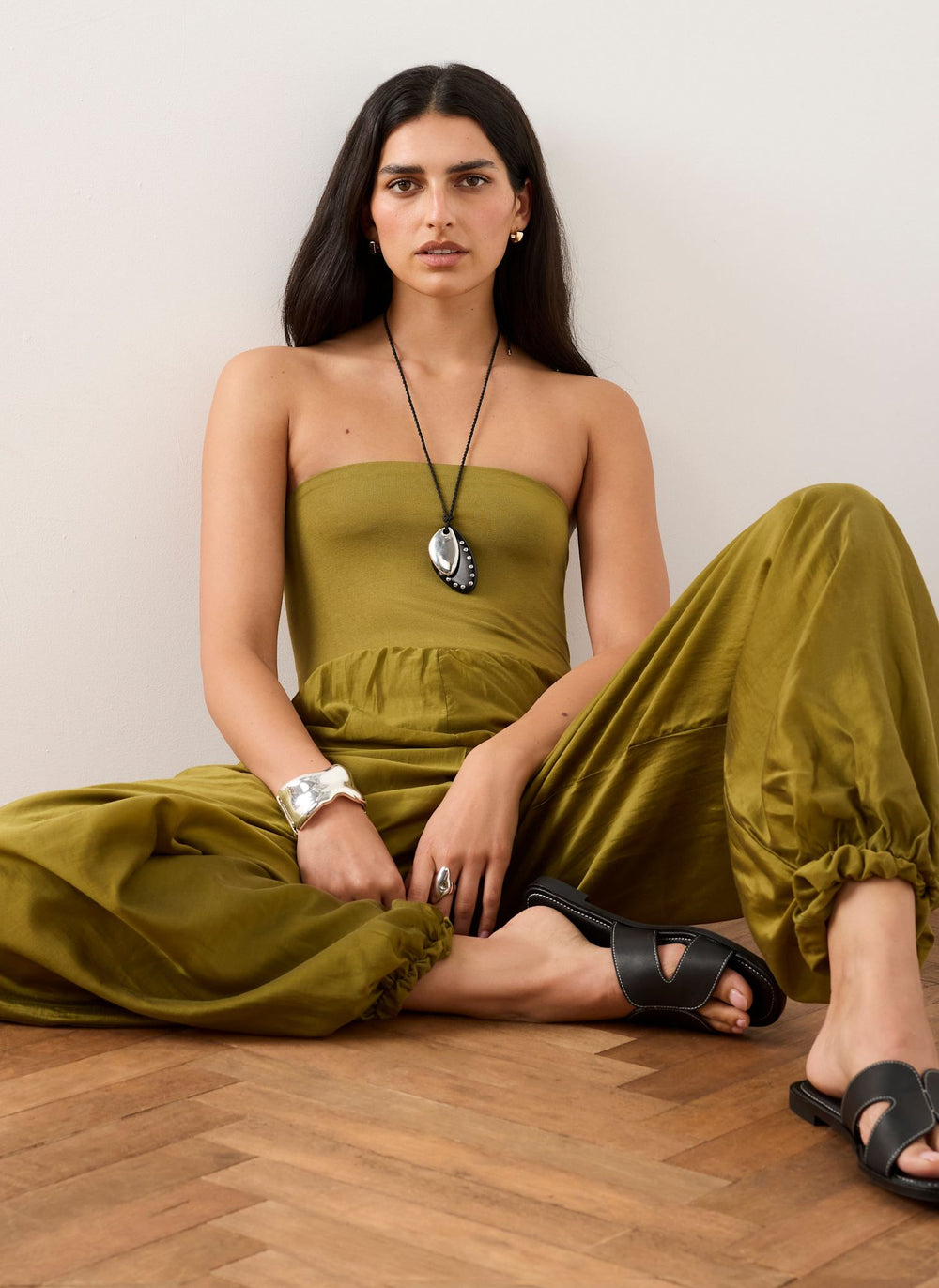 Green Bandeau Balloon Jumpsuit