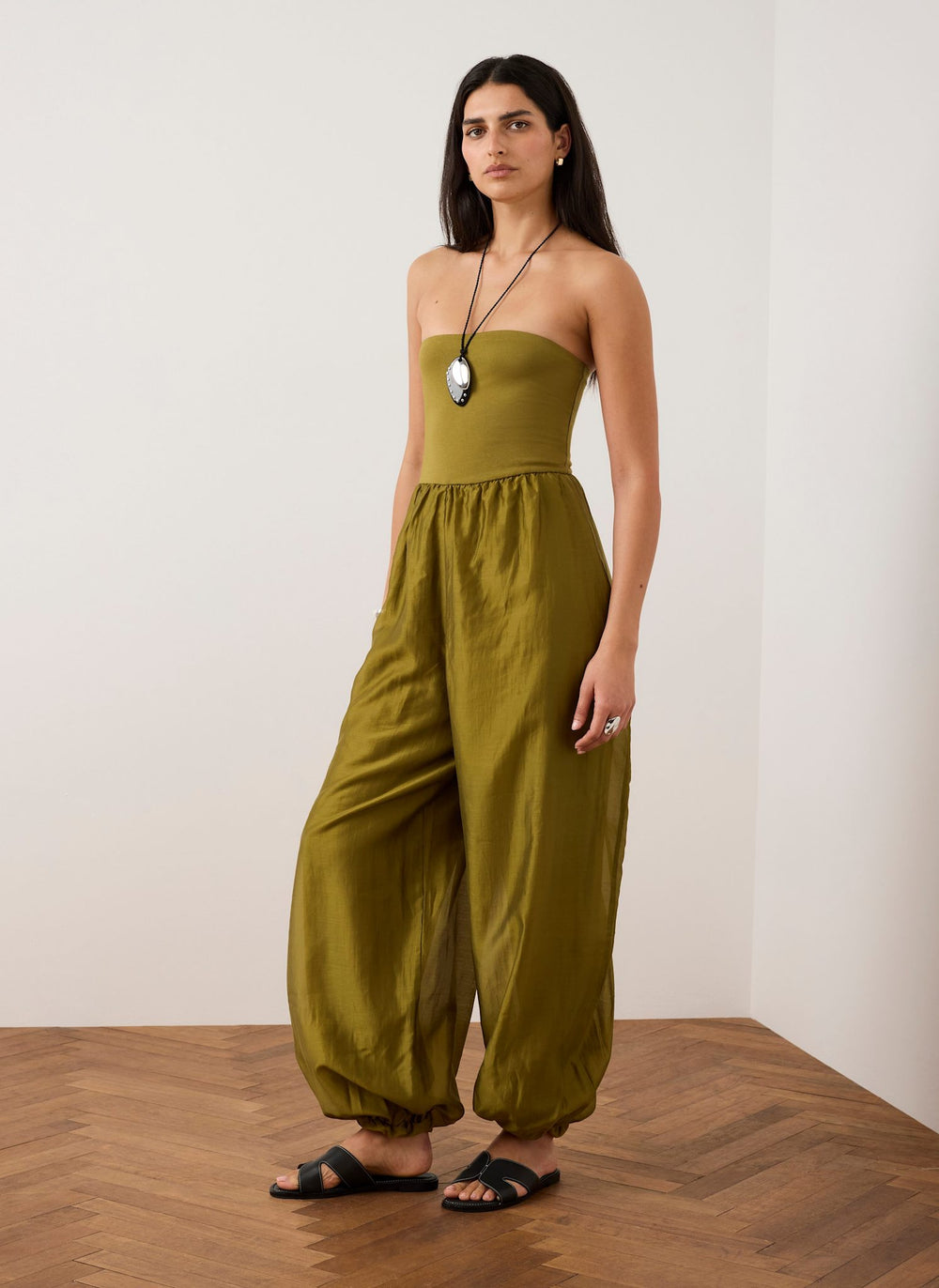 Green Bandeau Balloon Jumpsuit