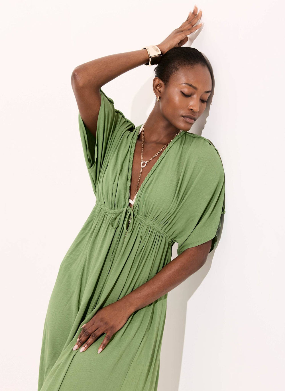 Green Cotton Beach Maxi Dress