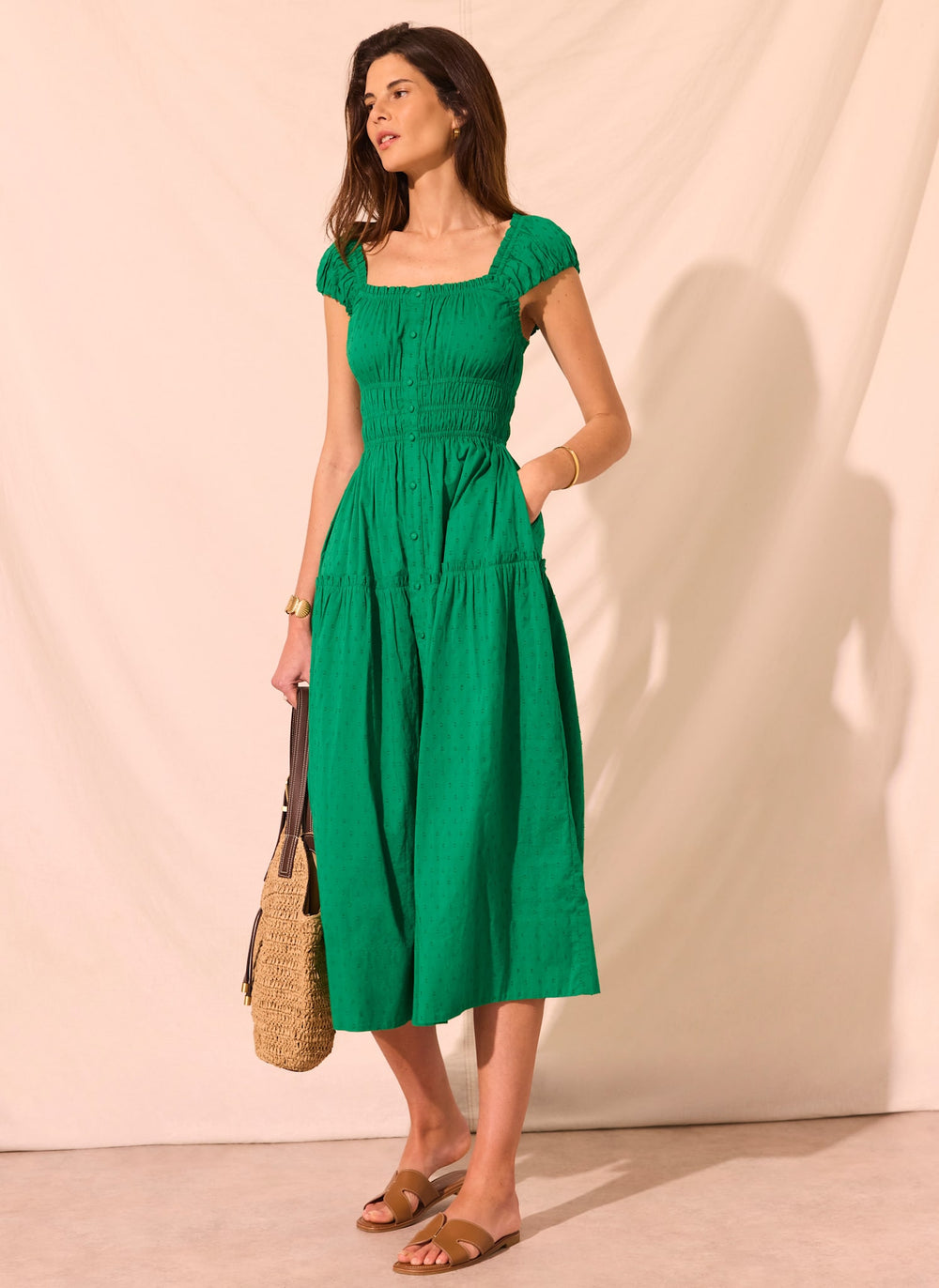 Green Cotton Midi Dress