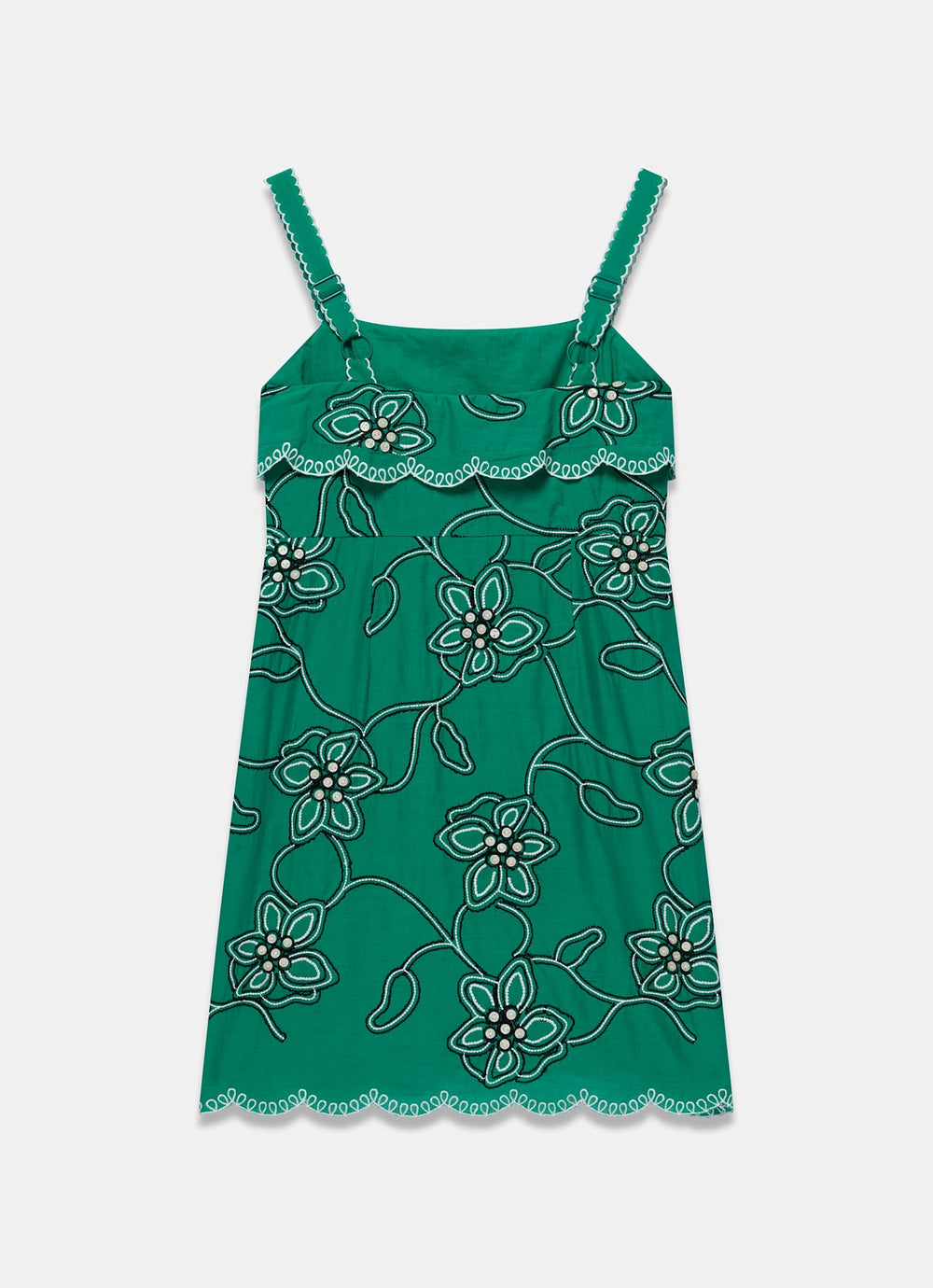 Green Cotton Floral Embroidered Mini Dress Mint Velvet Green Cotton Floral Embroidered Mini Dress Mint Velvet
