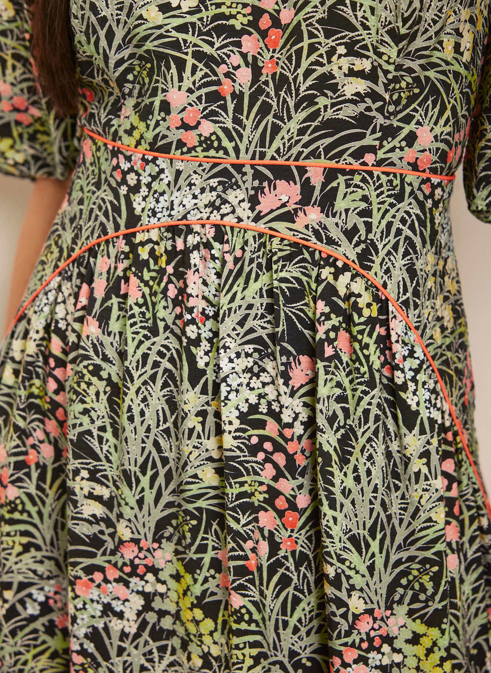 Green Floral Print Midi Dress
