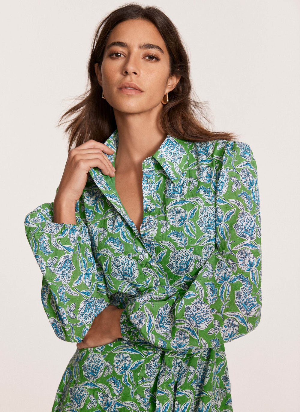 Green Floral Print Mini Dress