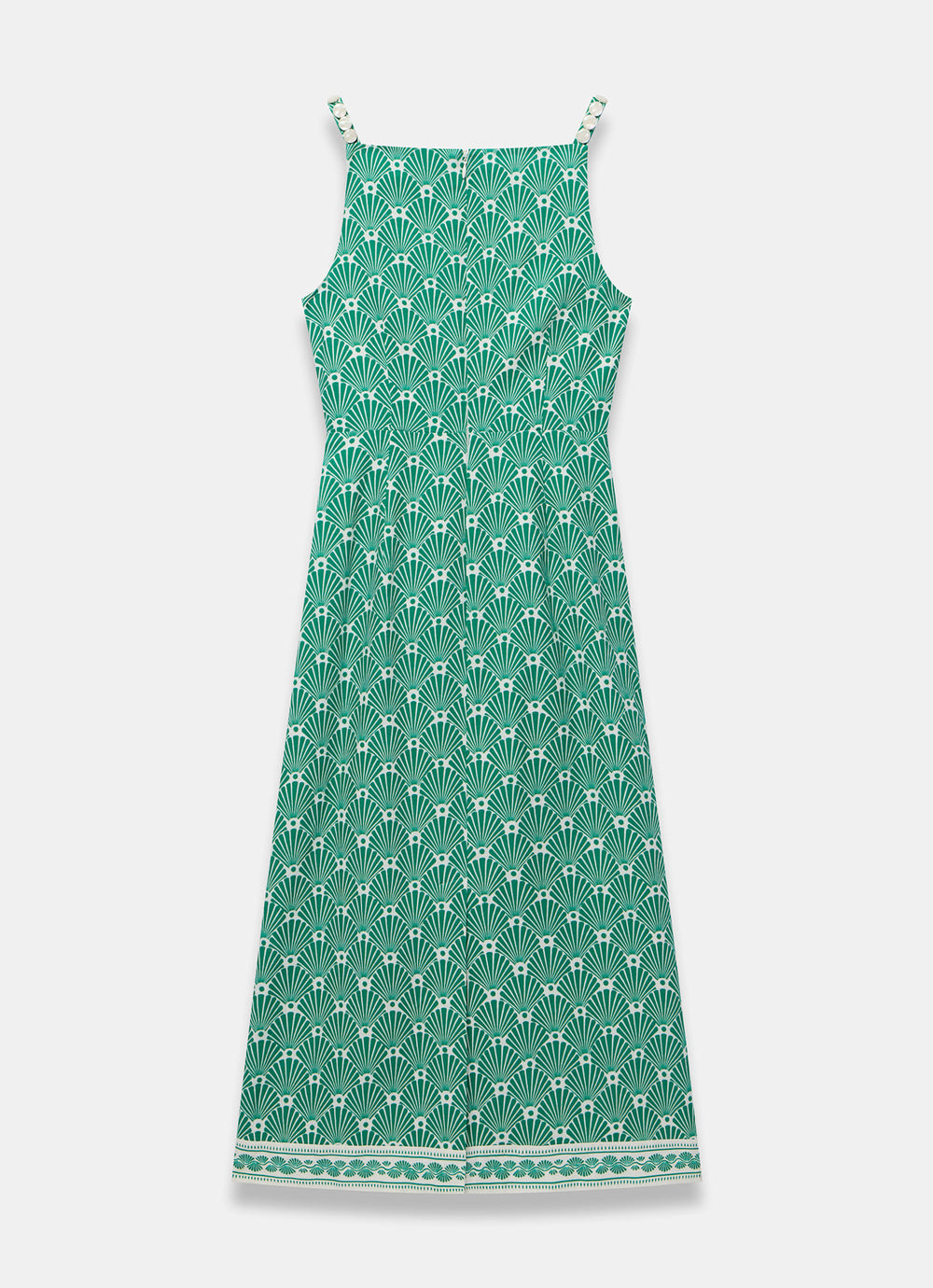 Mint Velvet Green Beige Blend Printed Midi Dress | Size 14 | Green | Sleeveless