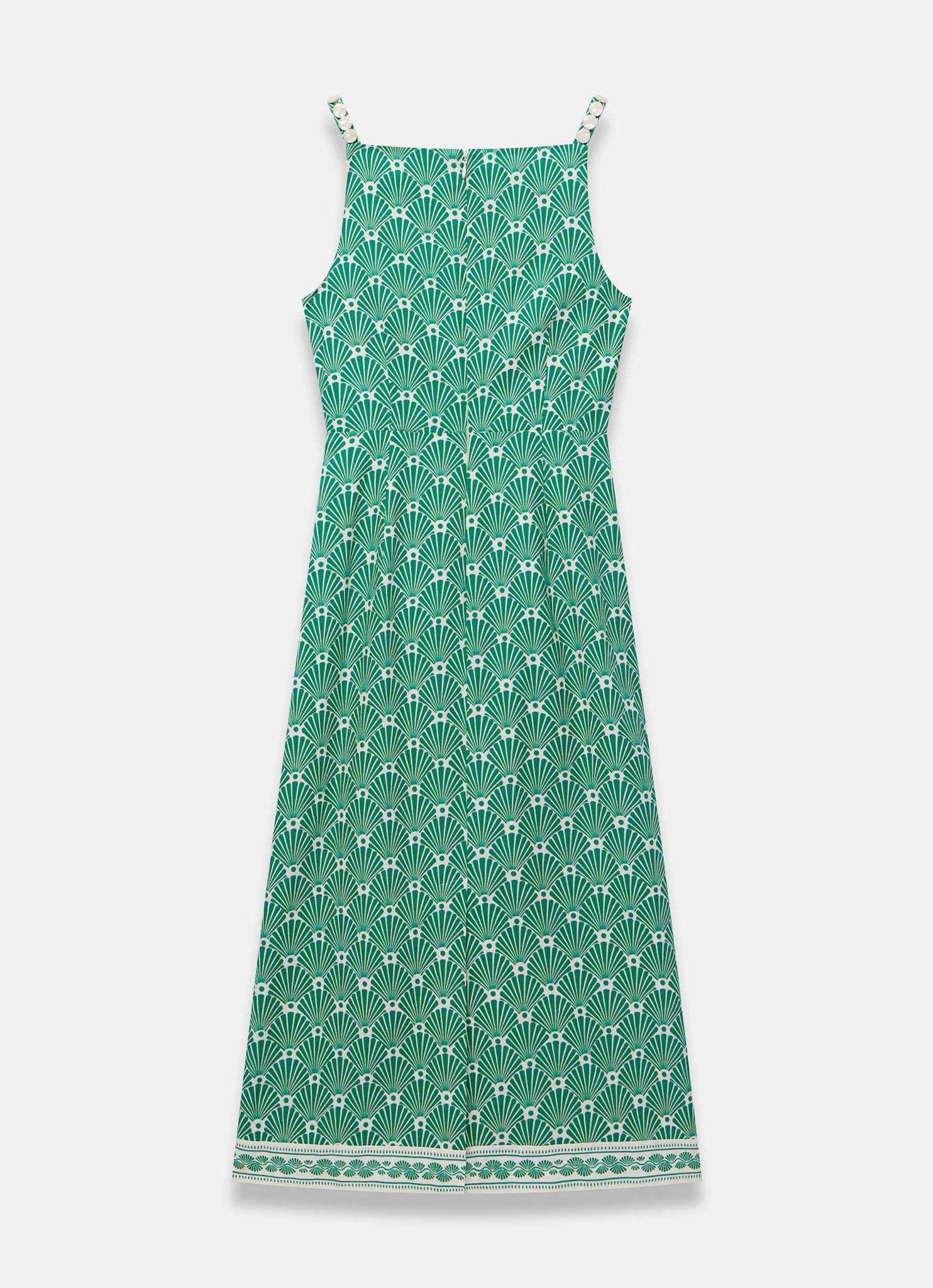Green Linen Blend Printed Midi Dress – Mint Velvet