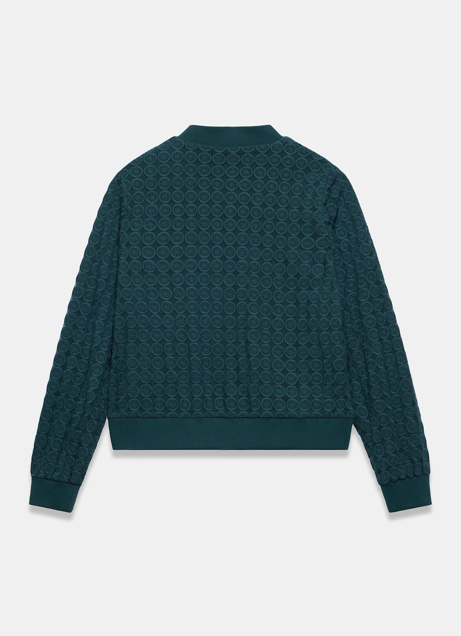 Teal Geometric Lace Bomber Jacket – Mint Velvet