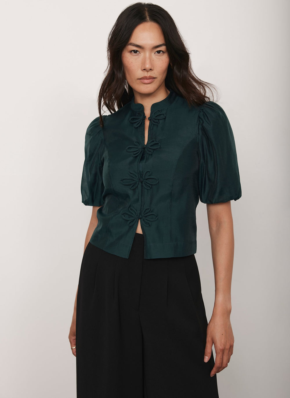 Green Puff Sleeve Top