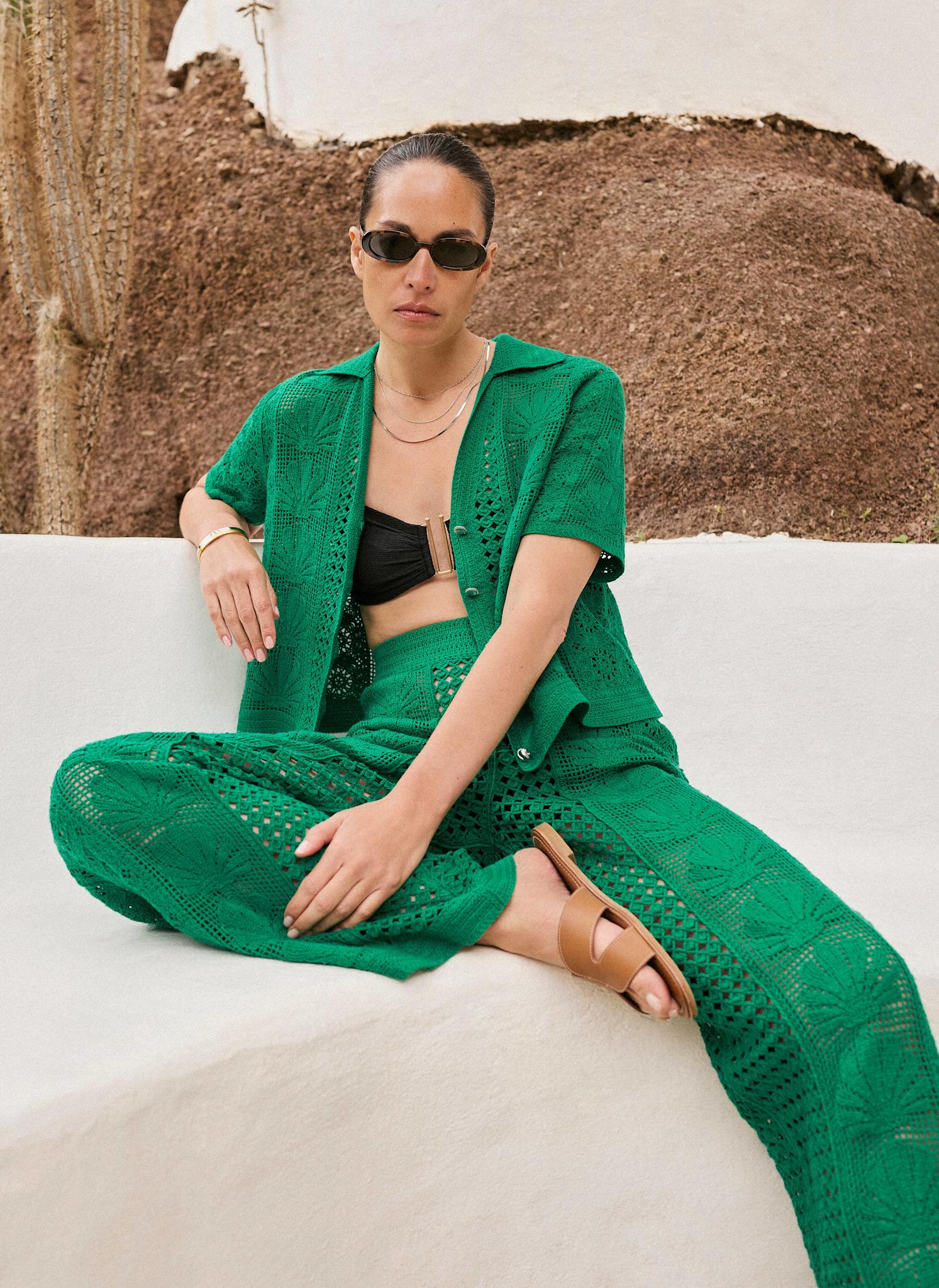 Green Crochet Shell Shirt – Mint Velvet