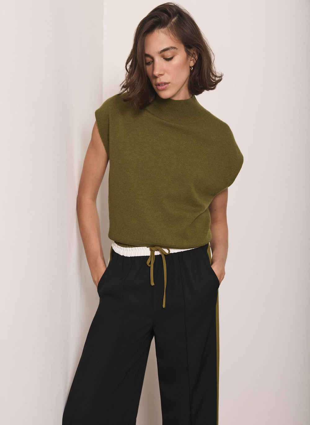 Olive Green Wool Blend Knit Top
