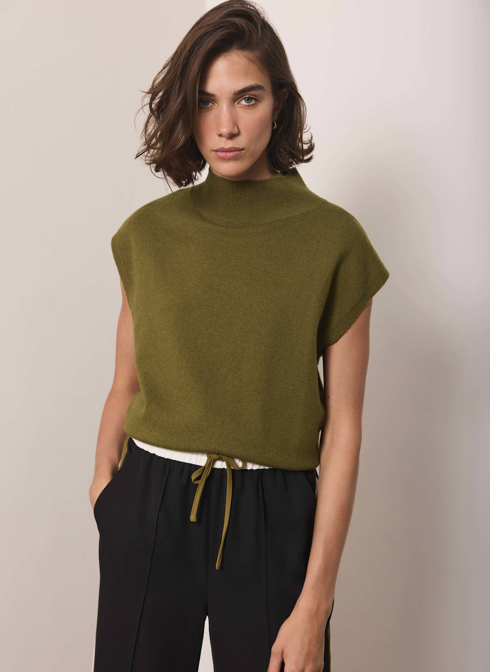 Olive Green Wool Blend Knit Top