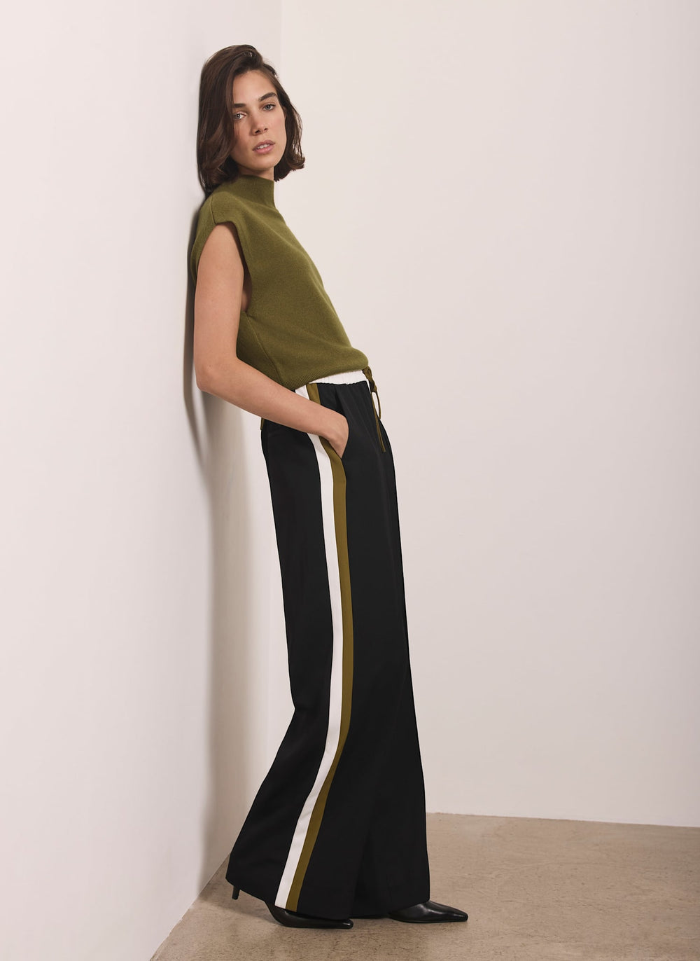 Olive Green Wool Blend Knit Top